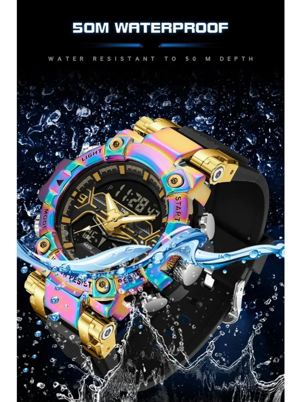 Men's Multi Color Analog Cool Designer Hombres Unique Electronics Duty Watch